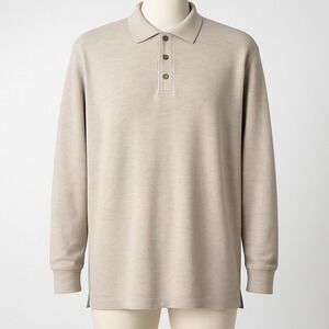 Vtg Arrow Khakis Rugby Shirt Men Tan XL Long Sleeve Polo Shirt Heavyweight